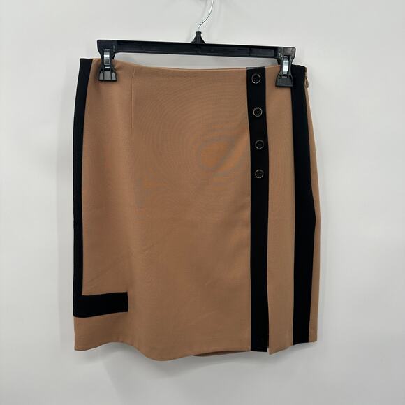 WHITE HOUSE BLACK MARKET Tan & Black Colorblock Skirt // 2 - Picture 2 of 12